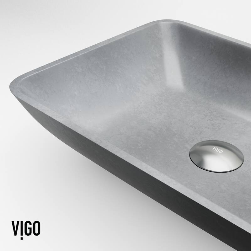 Vigo VGT2083 Duomo Gothic 18" Rectangular Concrete Vessel Bathroom