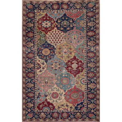 Hand Knotted Oriental 100% Wool Carpet Traditional Floral Multi-Colored Tabriz Area Rug - 5' 9'' X 4' 1''