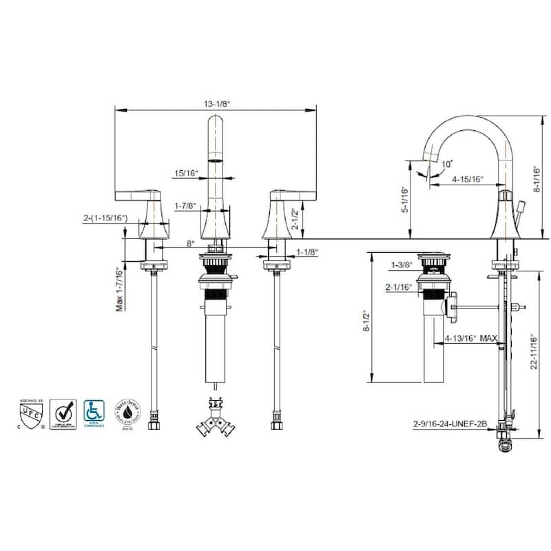 Ultra Faucets Nita Collection Two-Handle Widespread Lavatory Faucet