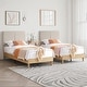 preview thumbnail 2 of 15, Javlergo Upholstered Platform Bed Frame with 2 USB Charging Station & Adjustable Headboard, Kids Bed Set of 2