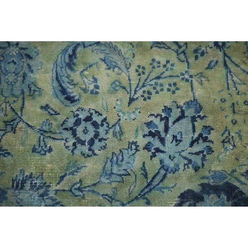 Hand Knotted Oriental 100% Wool Carpet Traditional Floral Green Mashad Area Rug - 11' 8'' X 8' 0''