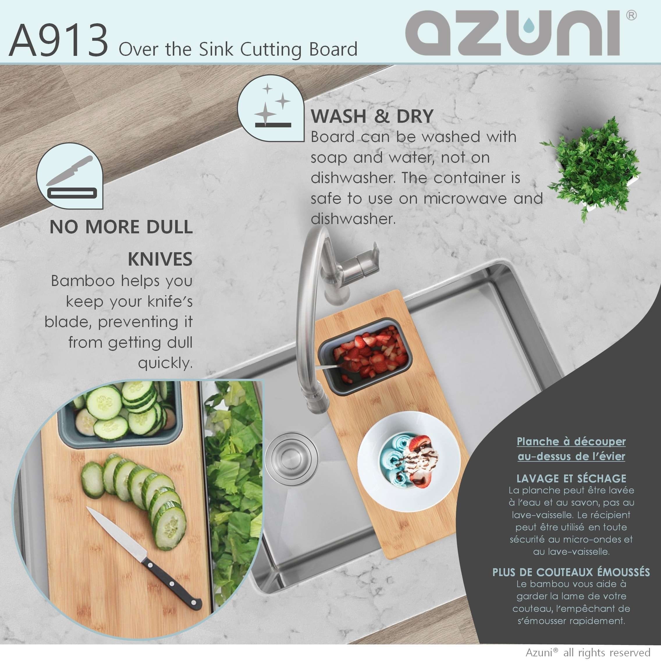 Over the Sink Bamboo Cutting Board with Collapsible / Removable Strain –  Homevative