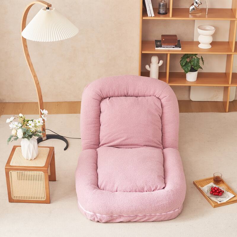 Pink 42.5" Upholstered Foldable Lounge Chair