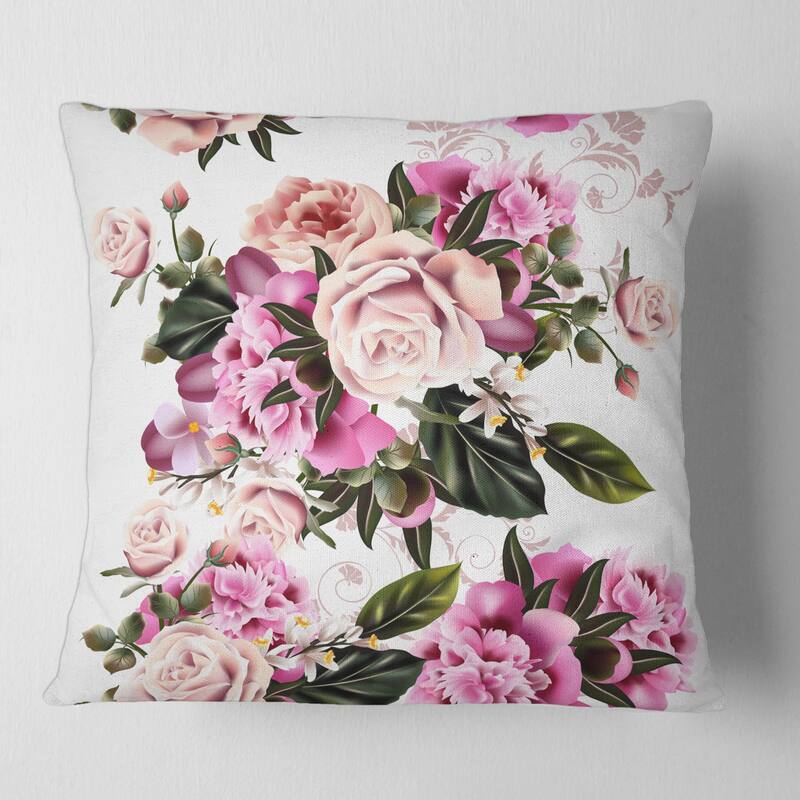 Designart 'Vintage Peony Flowers' Traditional Printed Throw Pillow - 16 x 16