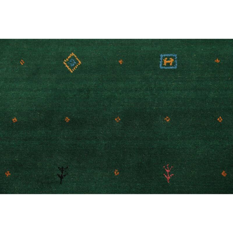 Hand Knotted Oriental 100% Wool Carpet Tribal Tribal Green Gabbeh Area Rug - 7' 10'' X 5' 9''