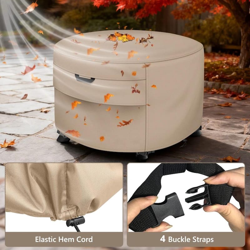 Heavy-Duty Round Fire Pit Cover - Waterproof, UV-Resistant & Tear-Proof with All-Weather Protection