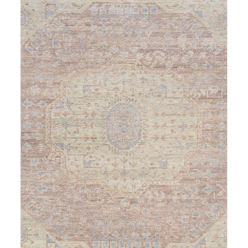 Pasargad Home Oushak Hand-Knotted Rust/L. Blue Wool Area Rug