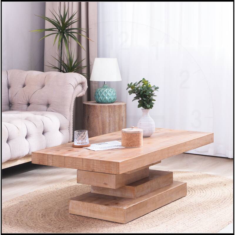 Rustic Wood Coffee Table - Wood - Natural