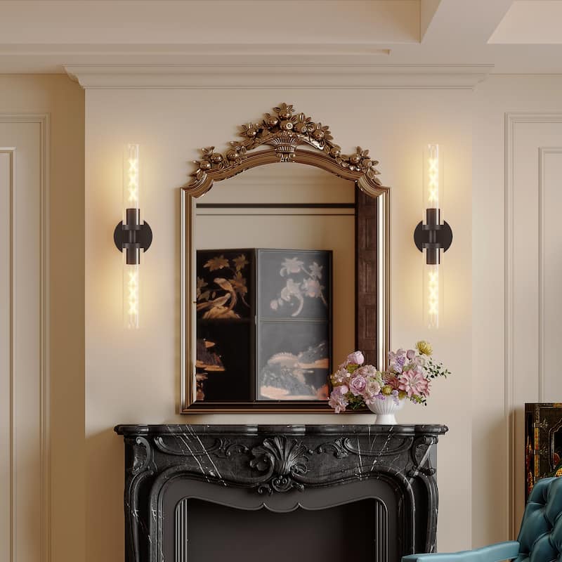 Hardwired Matte Black Wall Sconces, Set of 2