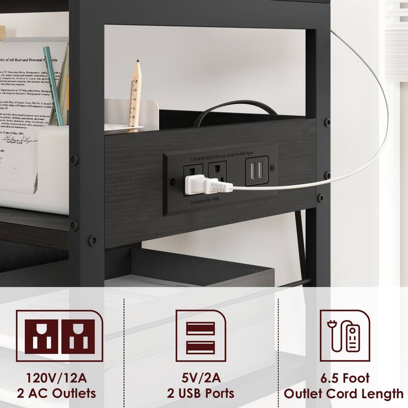 Farmhouse Movable File Cabinet Printer Stand for Home Office