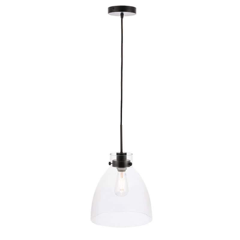 Ingrid 11-Inch Clear 1-Light Pendant - Black