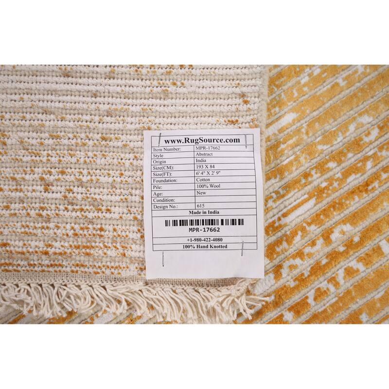 Abstract Oriental Accent Rug Handmade Modern Wool Carpet - 2'9" x 6'4"