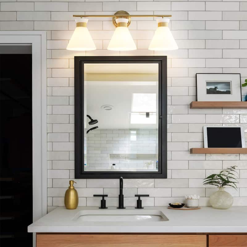 Dimmable Bathroom Vanity Light with Glass Shade