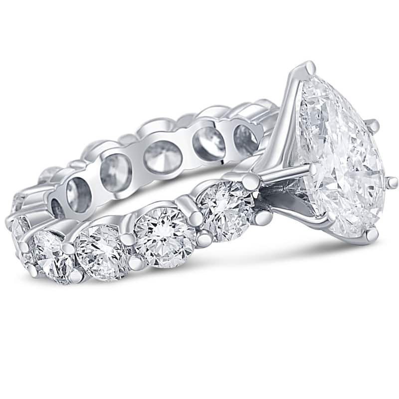 8Ct TW Pear Diamond Eternity Engagement Ring in Gold Lab Grown