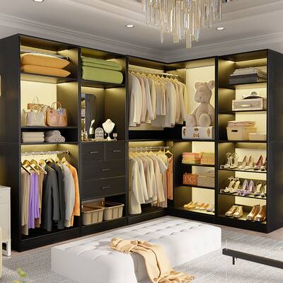 Cimly Set of 4 Freestanding Closet Organizer, Space-saving Corner Closet System with Shoe Rack
