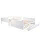 preview thumbnail 19 of 48, Elegant Full Over Full Bunk Bed, Twin Size Trundle with Removable Casters, Split into Two Separate Beds, Space-saving, Gray