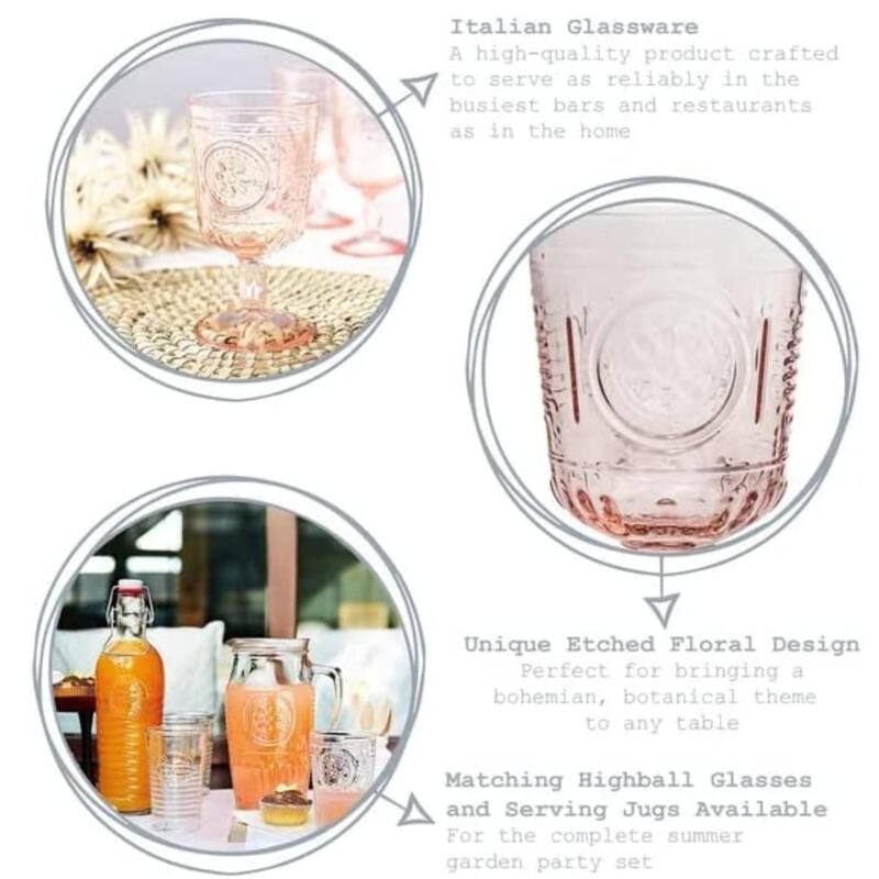 Bormioli Rocco Romantic 10.75oz All Purpose Stemware, Set of 4, Light Blue