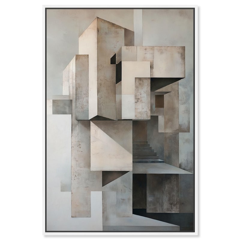 Grey Matrixy Canvas by Art Remedy - 20" x 30" - White