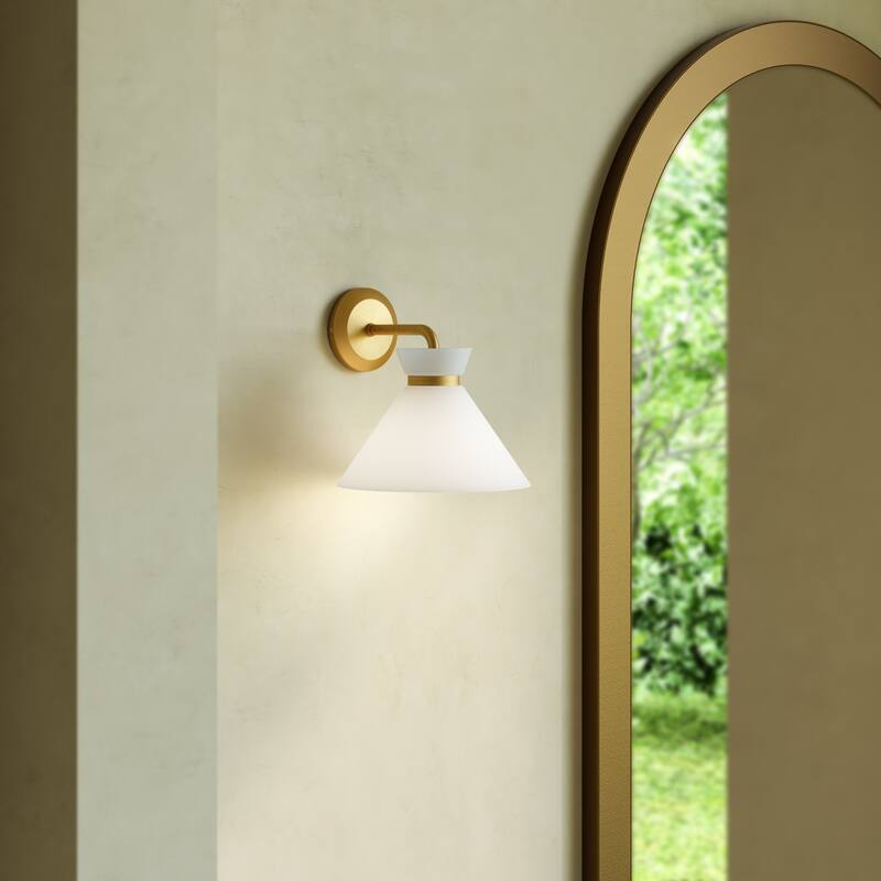 Alora Lighting WV470108GO Halston 9" Tall Bathroom Sconce with Glossy