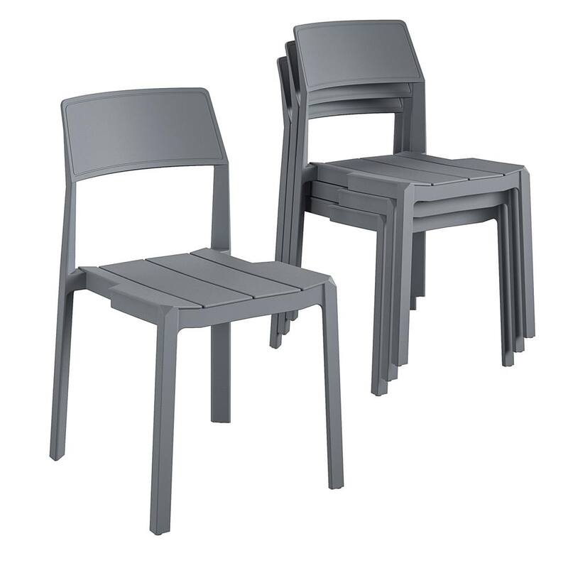 The Novogratz Poolside Collection Chandler Indoor/Outdoor Chairs Set - Set of 4 - Charcoal