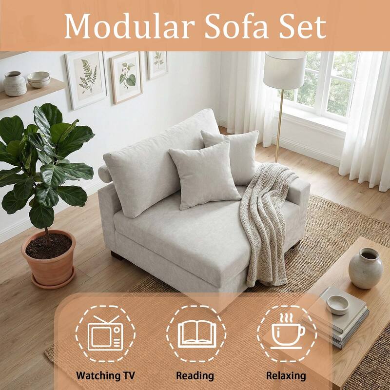 Chenille Upholstered Armless Accent Chair With Plush Cushion