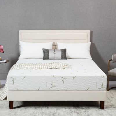 EGOHOME 10 Inch Green Tea Medium Memory Foam Mattress with Bamboo Cover