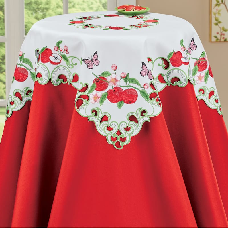 Apples and Butterflies Embroidered Table Linens - Square