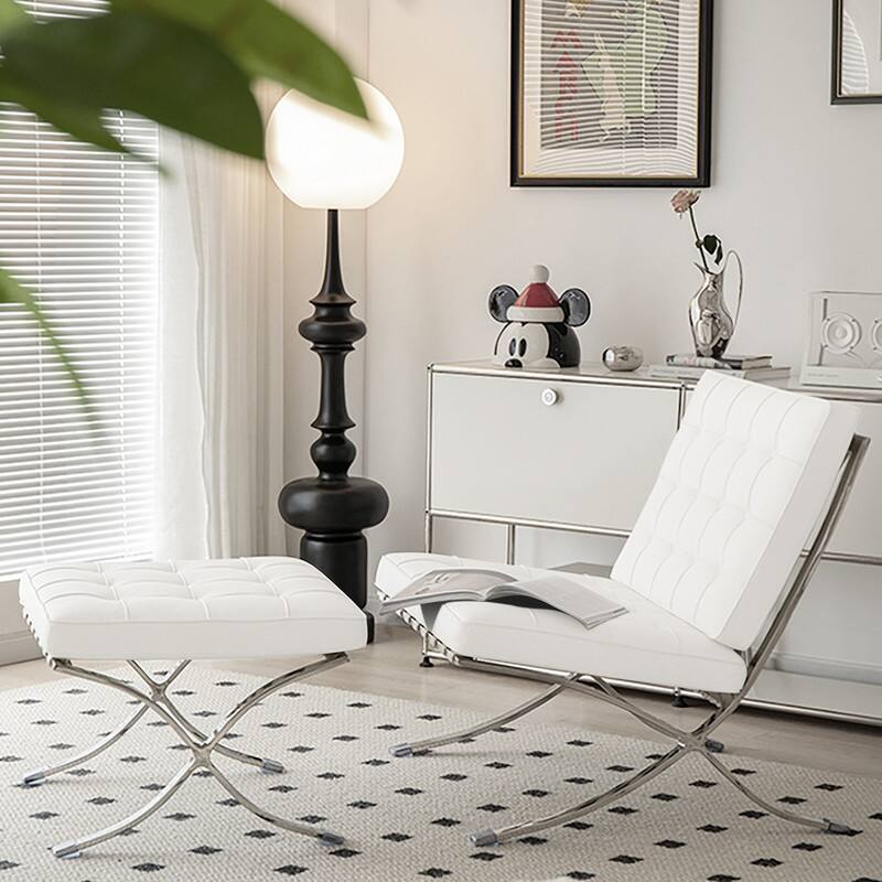 Mid-century Foldable Lounge Chair - White