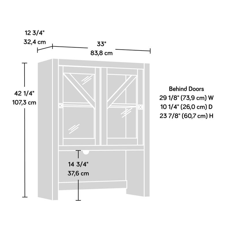 Engineered Wood Farmhouse Library Hutch with Glass Doors, Brown - 32.99"W x 12.76"D x 42.24"H
