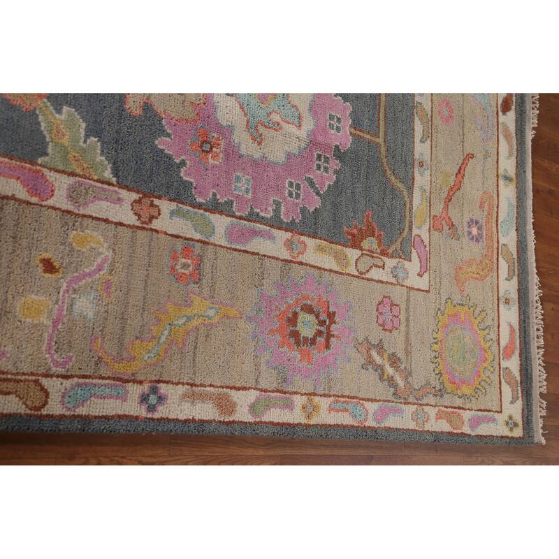 Gray Oushak Area Rug Hand-Knotted Wool Carpet - 8'10"x 11'8"