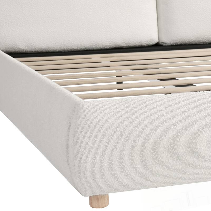 Upholstered Platform Bed Boucle Fabric Bedroom Bed