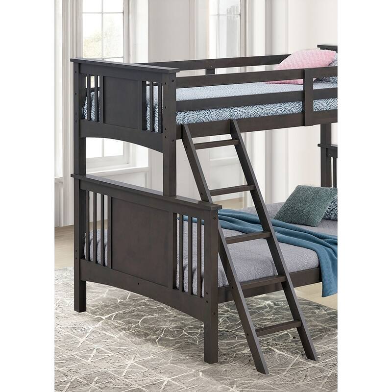 Twin-over-Full Wood Bunk Bed with Angled Ladder