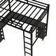 preview thumbnail 10 of 12, Full Metal Loft Bed with Desk and Shelves, Loft Bed with Ladder and Guardrails, Loft Bed Frame for Bedroom