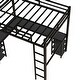 preview thumbnail 5 of 10, Industrial Modern Full Metal Loft Bed with Desk and Shelves, Loft Bed with Ladder and Guardrails, Black with Black Desk
