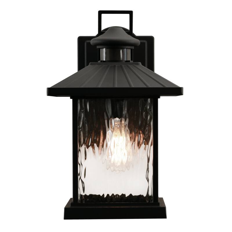 AFX Lennon 1-Light Black Outdoor Wall Sconce with Clear Glass