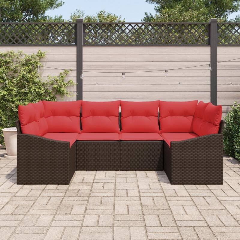 vidaXL 6 Piece Garden Sofa Set with Cushions - 92.1×48.6×27.2