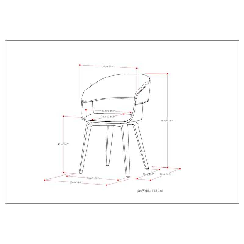 WYNDENHALL Calinda Mid Century Modern Bentwood Single Dining Chair - 20.5"w x 21.7"d x 30.9"h