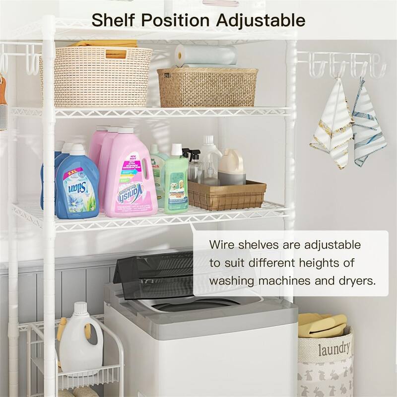 Over The Washer and Dryer Storage Shelves - 13.4"D x 35"W x 76.2"H