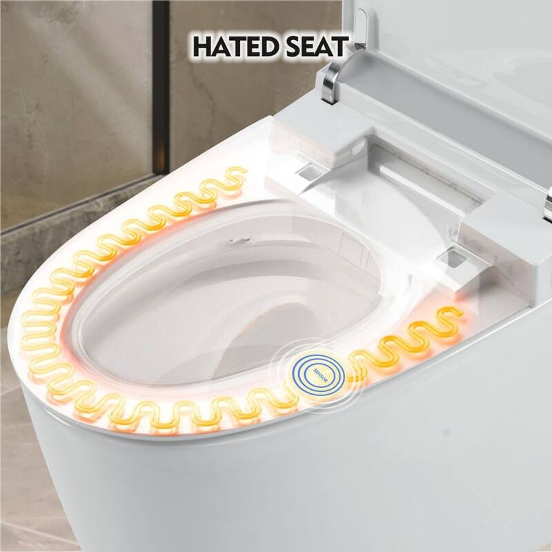 CASAINC 1-Piece 1.28 GPF Automatic Flush Elongated Heated Seat Smart Toilet in White with Foot Sensor Flush
