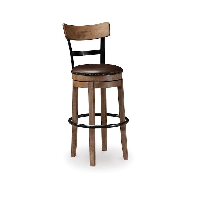 Signature Design by Ashley Sircar Industrial Swivel Bar Stool - 19.5" W x 19.5" D x 42" H - Single - Brown - Bar Height