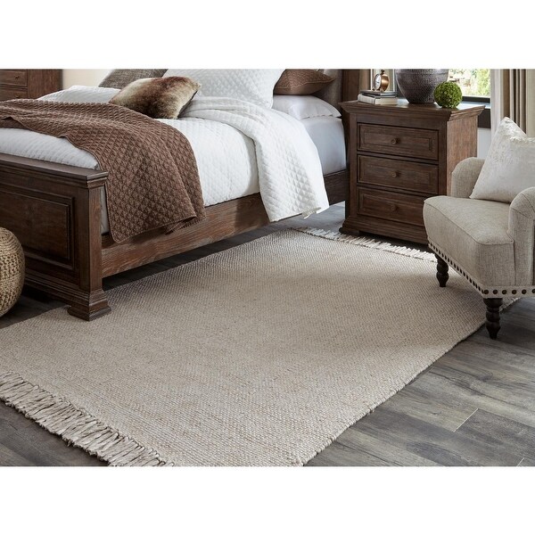 Mariano Cream/Brown Handwoven Yarn Rug Overstock 31244053