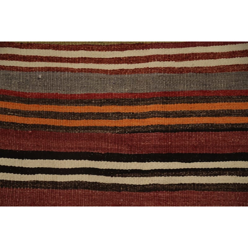 Hand Woven Oriental 100% Wool Carpet Southwestern Geometric Oranges & Rust Kilim Area Rug - 9' 7'' X 4' 10''