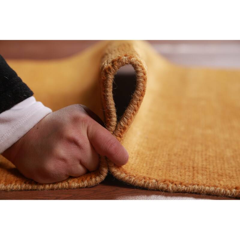 Yellow Rust Gabbeh Modern Rug Handmade Wool Carpet - 2'9" x 3'10"