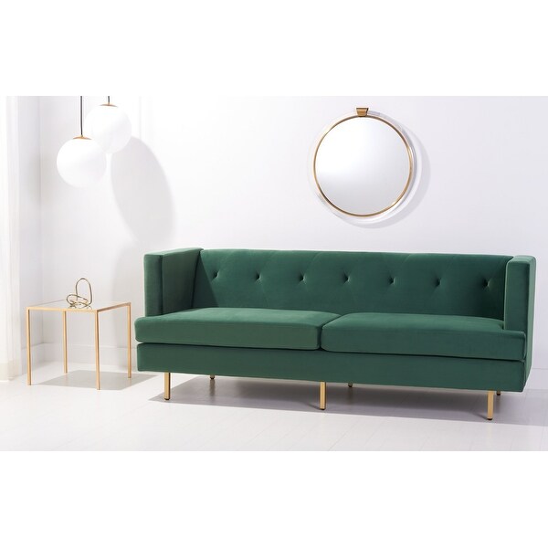 Safavieh Couture Konrad Velvet Tufted Sofa - 82" W x 31.5" L x 31.3" H. Opens flyout.