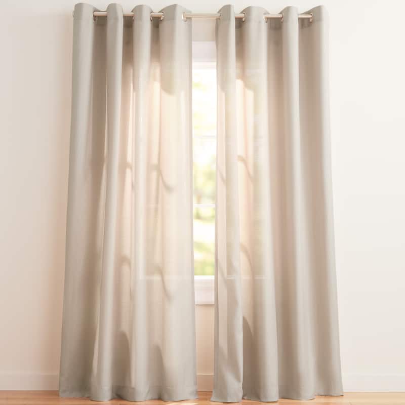 EXCLUSIVE HOME Loha Linen Grommet Top Curtain Panel Pair - 52x84 - Beige