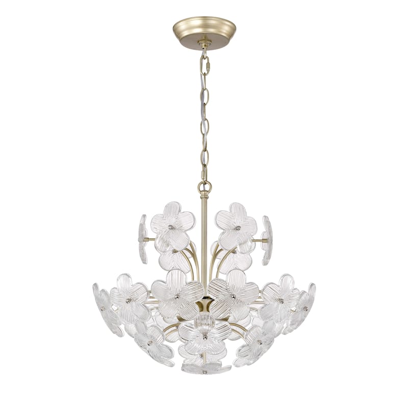 Rosa Modern 6-Light 17.7" Glam Clear Glass Flower Chandelier