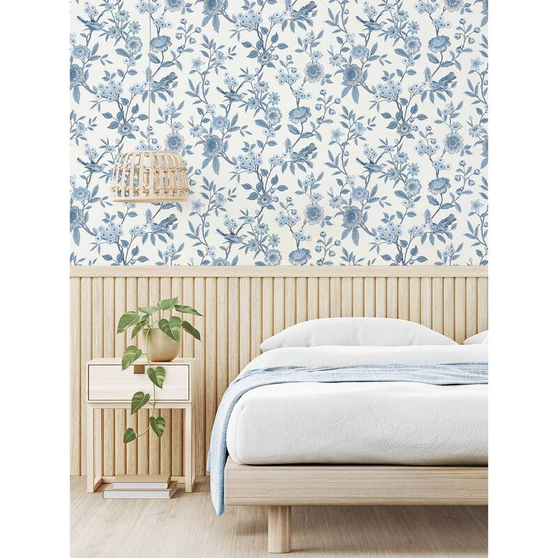 Fine Decor Elspeth Blue Floral Trail Wallpaper