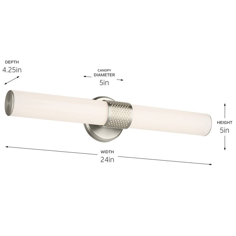 Kichler Lighting Sashi 24.25" Bath Bar Medium LED with White Glass in Brushed Nickel