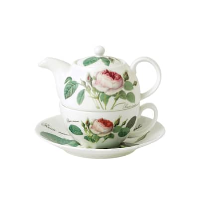 Roy Kirkham Tea for One - Redoute Rose , Bone China Ceramic