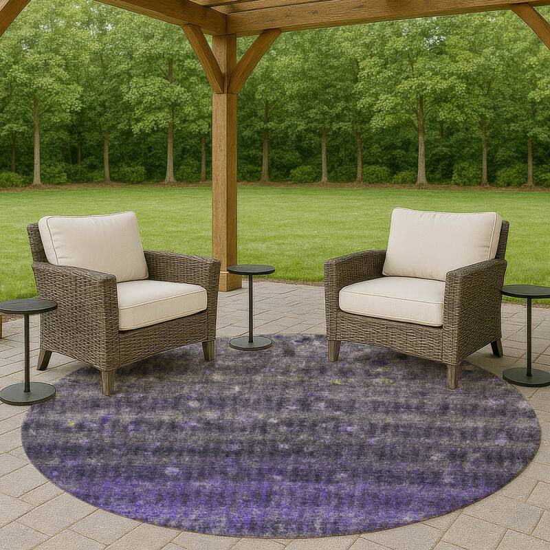 Machine Washable Indoor/ Outdoor Abstract Ombre Chantille Rug - Purple - 8' x 8'